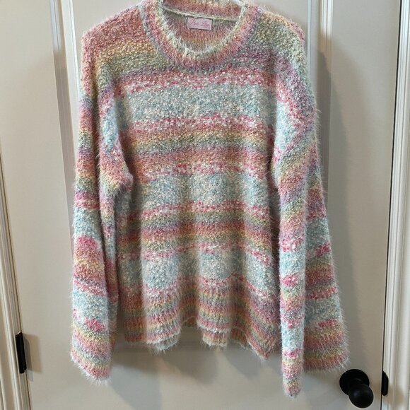 Pink Lily Multicolor Pastel Sweater Size M/L - Picture 1 of 9